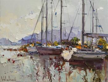 Sailing yachts Original seascape painting. Valiulina Anastasiya