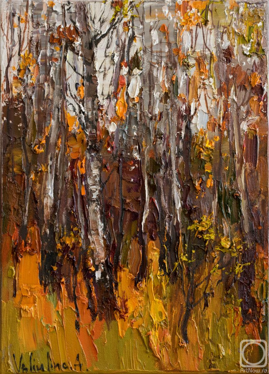 Valiulina Anastasiya. Autumn forest. Impasto Landscape painting