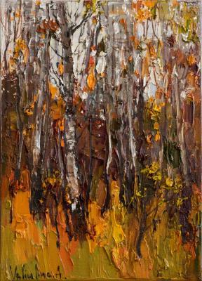 Autumn forest. Impasto Landscape painting. Valiulina Anastasiya