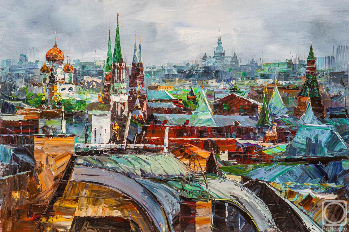 Rodries Jose. Flights over Moscow. View of the Kremlin and the Cathedral of Christ the Savior