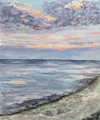 Blue sunset on ocean beach. Danilova Aleksandra