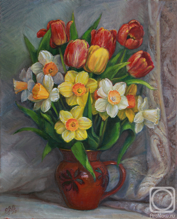 Shumakova Elena. Tulips and daffodils