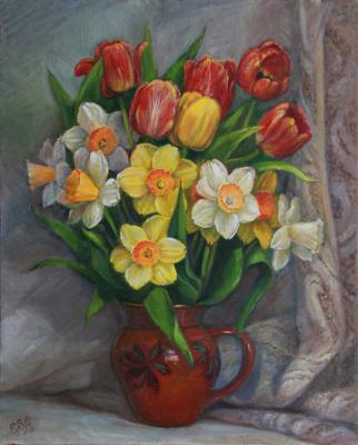 Tulips and daffodils. Shumakova Elena
