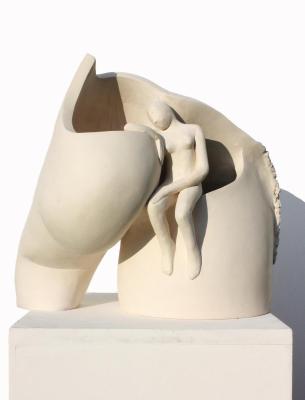 Freedom and Love. Contemplation with horse (Contemporary Sculpture). Sivas Elisaveta