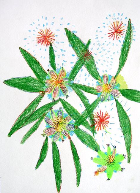 Kozlova Maria. Peonies (impressions after watching Van Gogh's painting "Starry Night")