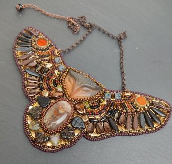 Lapina Albina Olegovna. Ethnic owl necklace