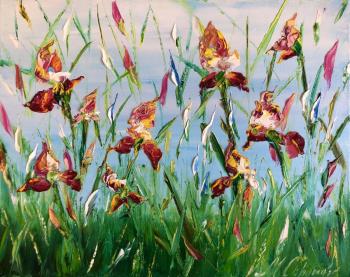 Morning irises (Landscape With Wild Flowers). Skromova Marina