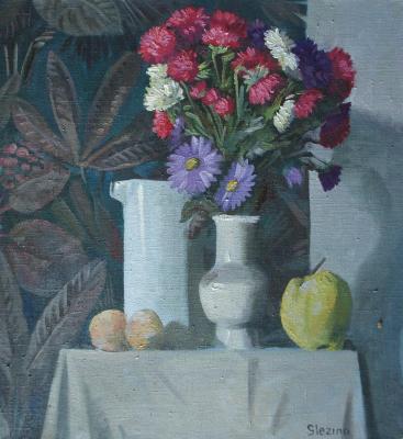 Bouquet and Quince (Blue Vases). Slezina Oksana