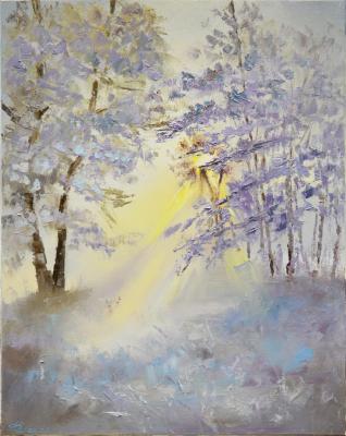 Painting The sun in the winter forest. Stolyarov Vadim