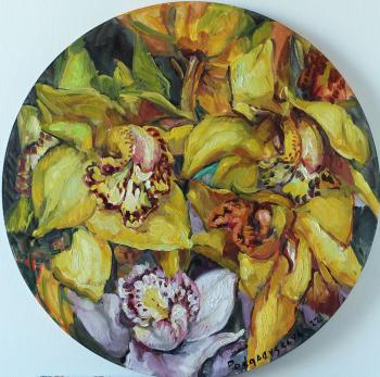Painting Yellow orchids in a circle. Podgaevskaya Marina