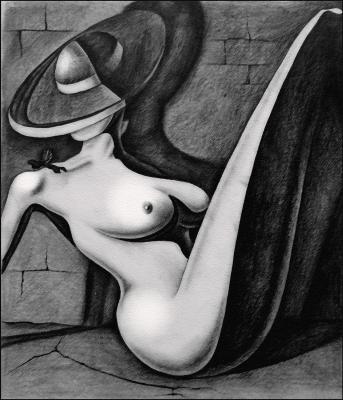 Naked in a hat (Black And White Drawing). Pshenichnyi Andrey