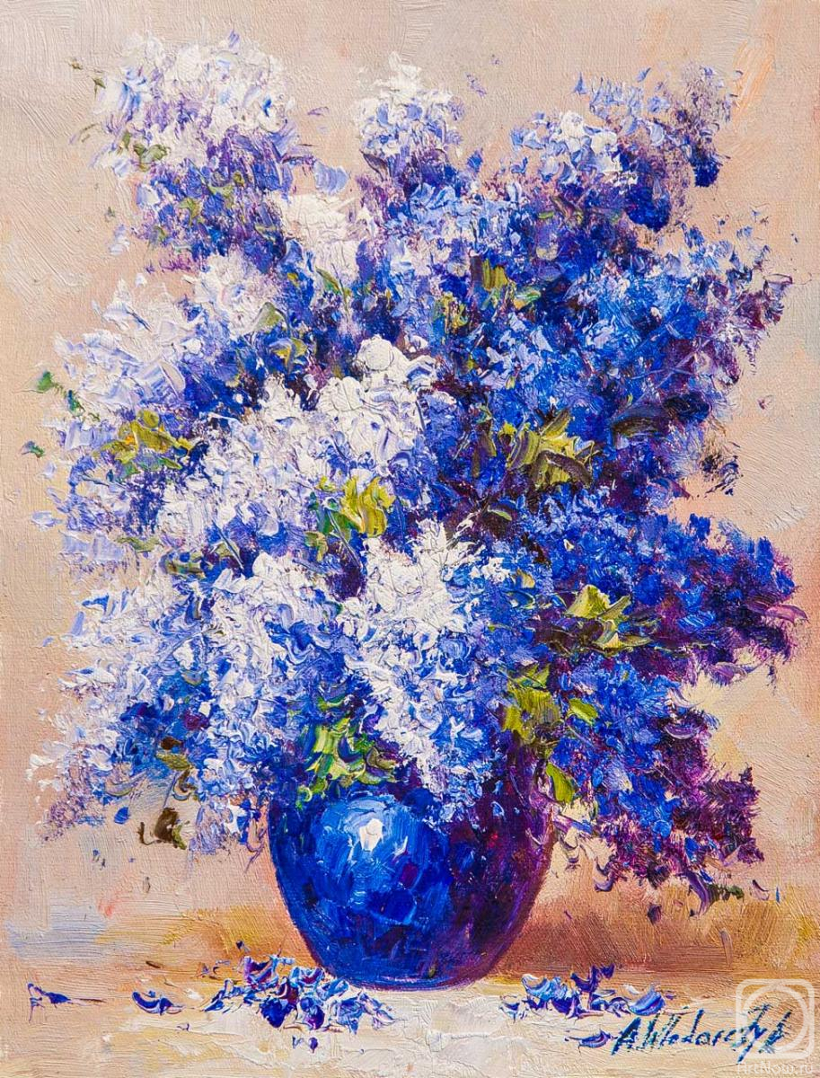 Vlodarchik Andjei. Bouquet of lilac in a blue vase