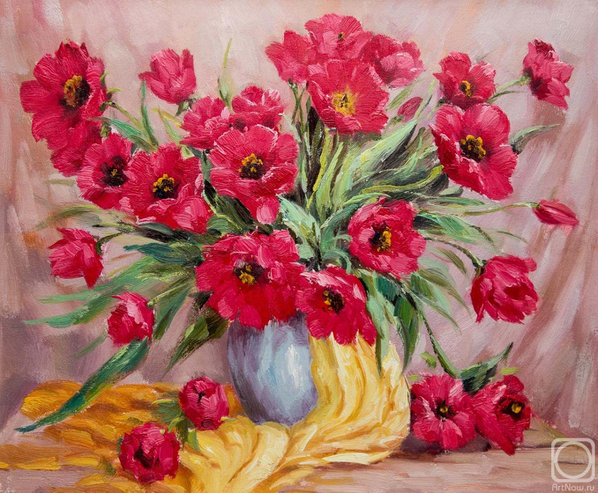 Vlodarchik Andjei. Still life. Bouquet of red tulips