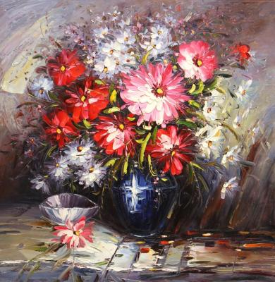 Vlodarchik Andjei . Bouquet with red flowers in a blue vase
