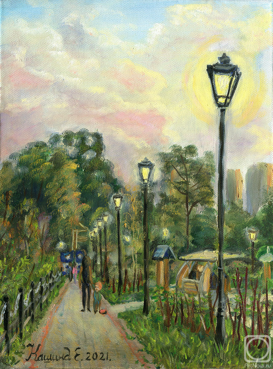Kashina Eugeniya. Alley in the park of heroes 1812 Golitsyno Town" Moscow suburbs