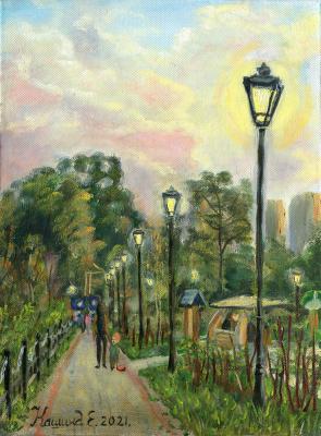 Alley in the park of heroes 1812 Golitsyno Town" Moscow suburbs