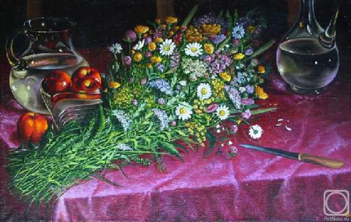 Abaimov Vladimir. Still-life with the Jugs and Wildflowers