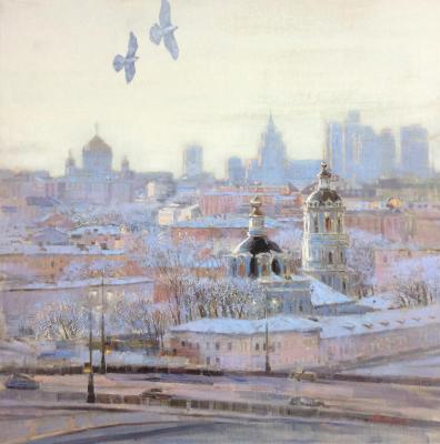 Peregrine falcons over Moscow (The Temple Of The Savior). Komarova Elena