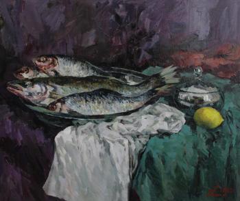 Painting Still life with the fish. Malykh Evgeny