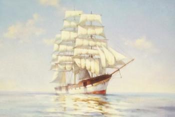 Sailboat in the quiet sea. Bunchuk Ivan