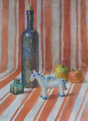Still life with ceramic unicorn (Author S Toy). Kolokoltseva Aleksandra