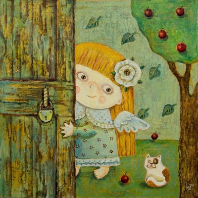 Painting Happiness is knocking on the door. Razina Elena