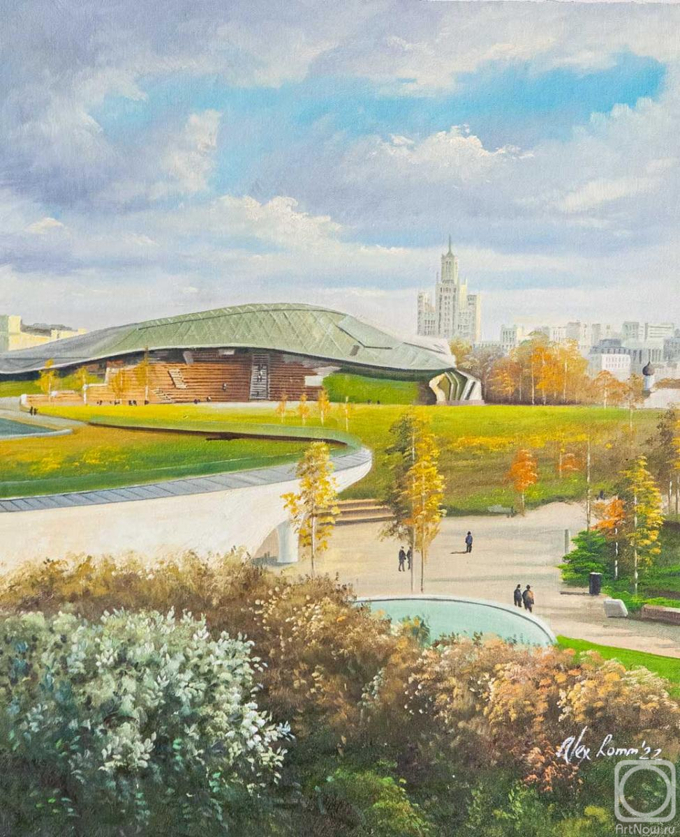 Romm Alexandr. View of the Zaryadye Park and the skyscraper on Kotelnicheskaya Embankment
