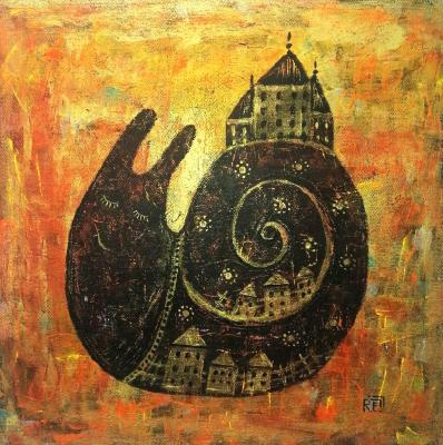 Home is always with me (Painting With A Snail). Razina Elena