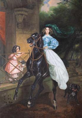 A copy of Karl Bryullov's painting. Horsewoman