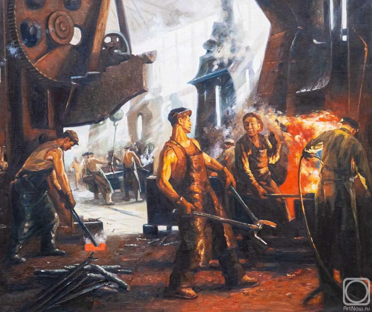 Kamskij Savelij. A copy of the painting by M. Kostin. At the Stalinist Plant