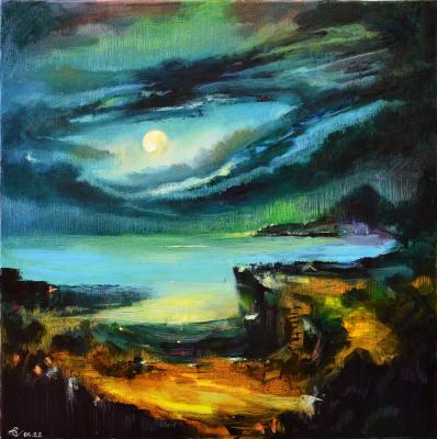 Painting Moon over the bay. Stolyarov Vadim