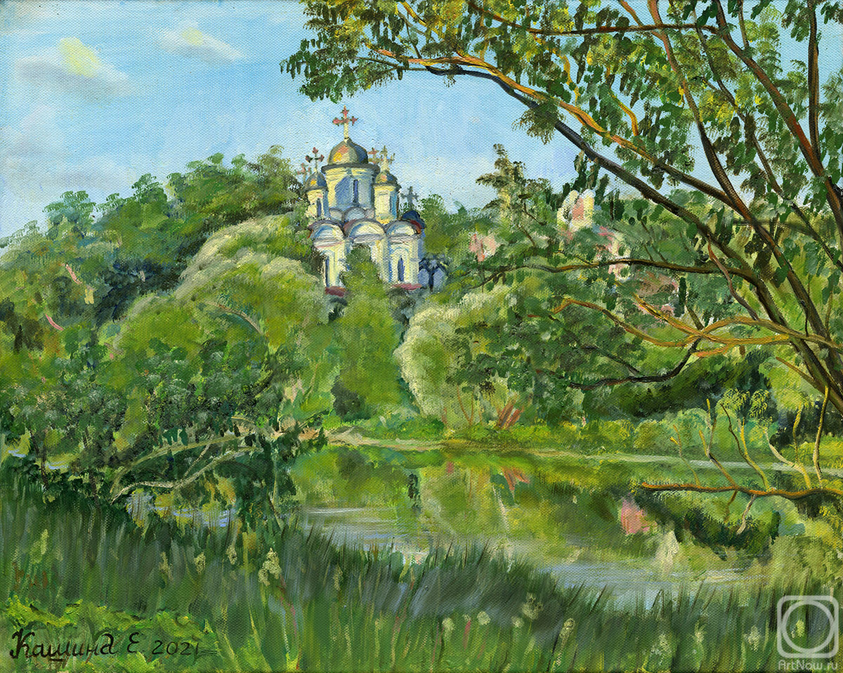 Kashina Eugeniya. "Golitsyno Town. View of the Church of the Transfiguration in the estate Bolshiye Vyazemy " Moscow suburbs