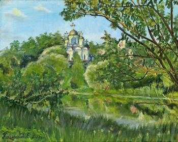 "Golitsyno Town. View of the Church of the Transfiguration in the estate Bolshiye Vyazemy " Moscow suburbs