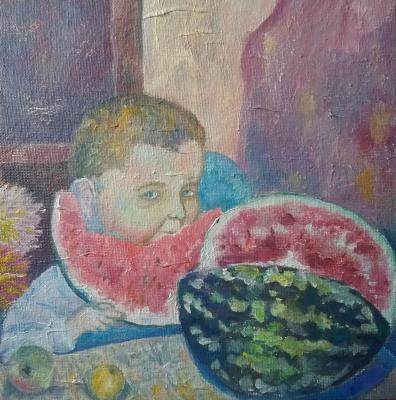 A boy with a watermelon. Klenov Andrei