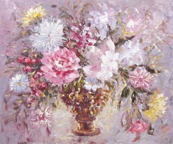 Bouquet in a brown vase. Burov Anton