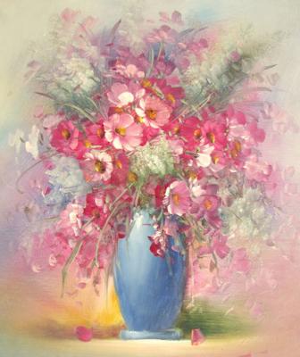 Flowers in a blue vase. Burov Anton