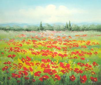 Field in poppy patterns. Burov Anton