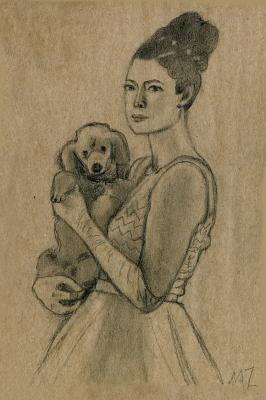 Lady with a dog (With A Dog In Her Arms). Zozoulia Maria
