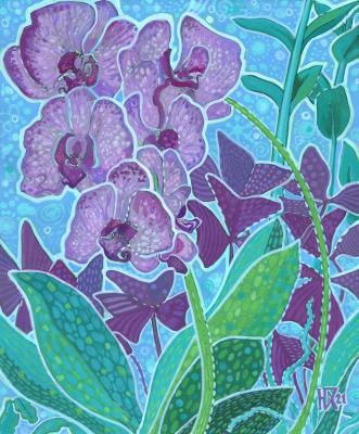 Window Garden. Purple Orchid (Cyan). Horoshih Yuliya