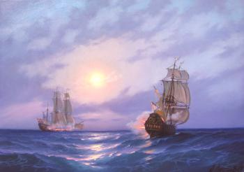 Sailboats, sea battle