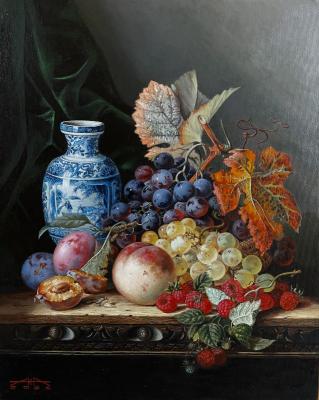 A copy of a still life with a Chinese vase by Edward Ladell. Akimova Margarita