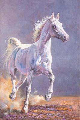 Portrait of a white horse (Oil Horse). Kamskij Savelij