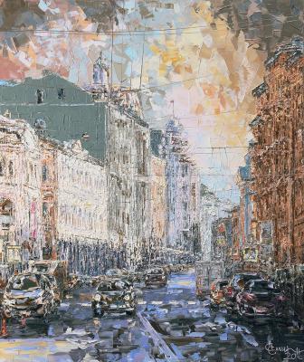 Sunny side of the street (Cityscape Canvas Art). Smirnov Sergey