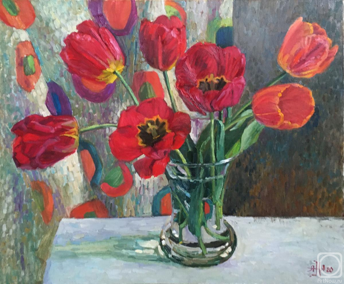 Norloguyanova Arina. Red Tulips - Proletarian Still Life