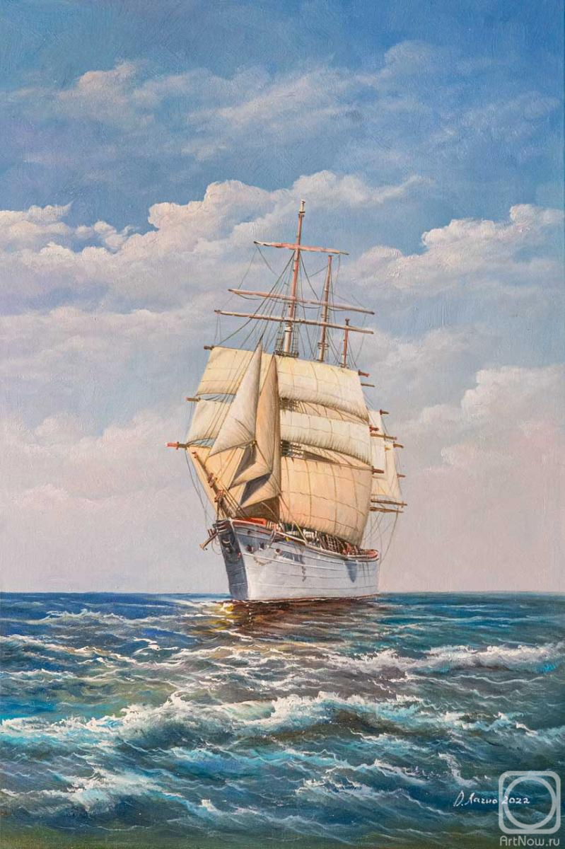 Lagno Daria. Barque Sedov. On full sail