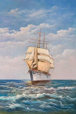 Barque Sedov. On full sail (  ). Lagno Daria