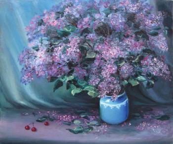 Lilac in a blue vase. Malyshev Vitaliy