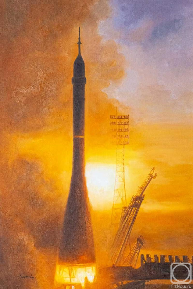 Kamskij Savelij. Start of the Soyuz-2 rocket at dawn