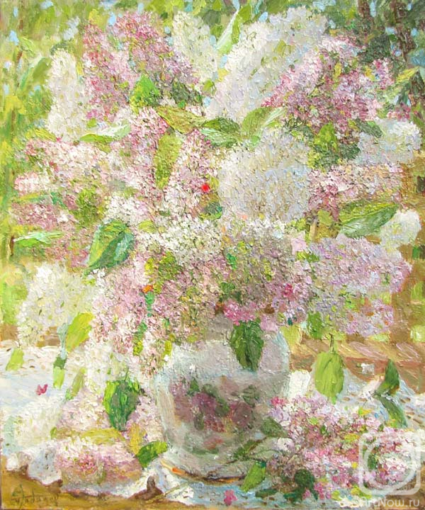 Zundalev Viktor. A bouquet of lilacs in the garden