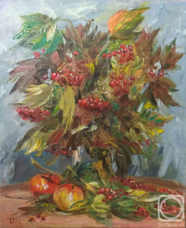 Dyomin Pavel. Still-life with a mountain ash and apples